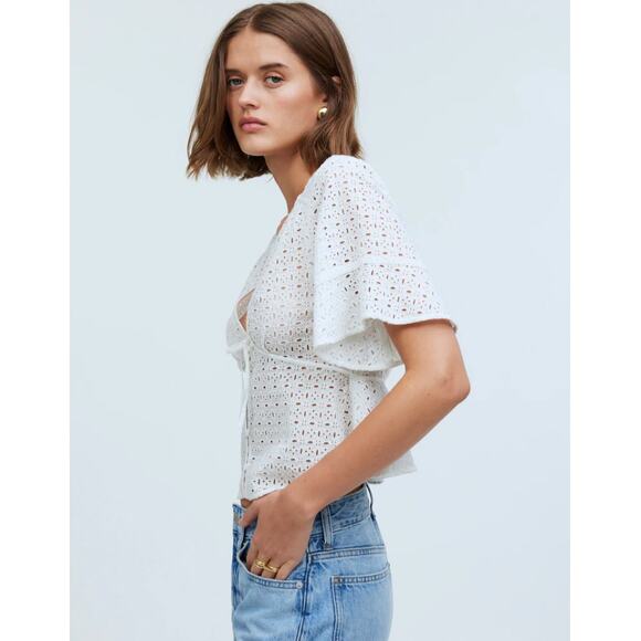 Tie-Front Top in Eyelet XS - Picture 2 of 6